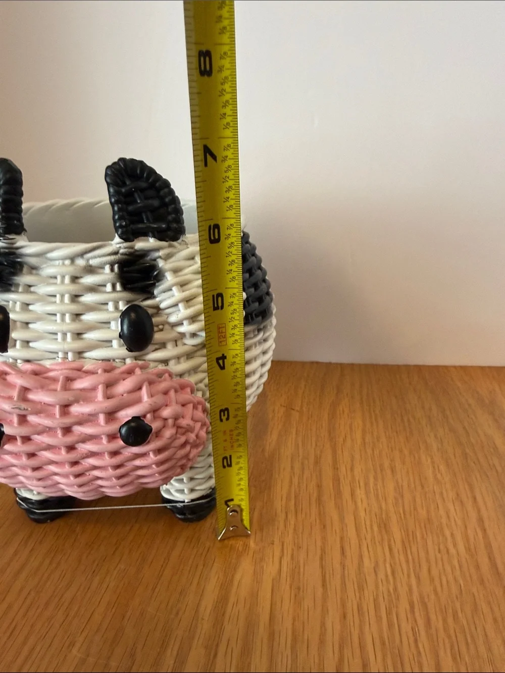 Whimsical Pink & White Cow Resin Planter